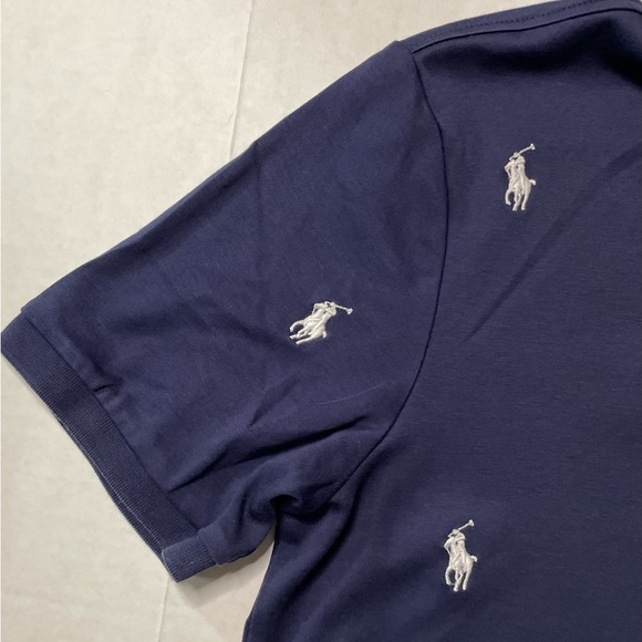 Polo Ralph Lauren All Over Pony Collared Shirt Mens Small Navy - Picture 3 of 10